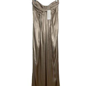 SHONA JOY La Lune Strapless Knot Maxi Dress In Gold Satin Sz 6 NWT Style SJ6066